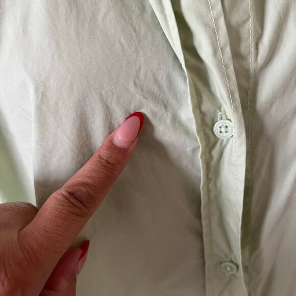 English Factory Shirt Dress Large Light Green Long Sleeve Button Down Minimalist - Picture 7 of 10